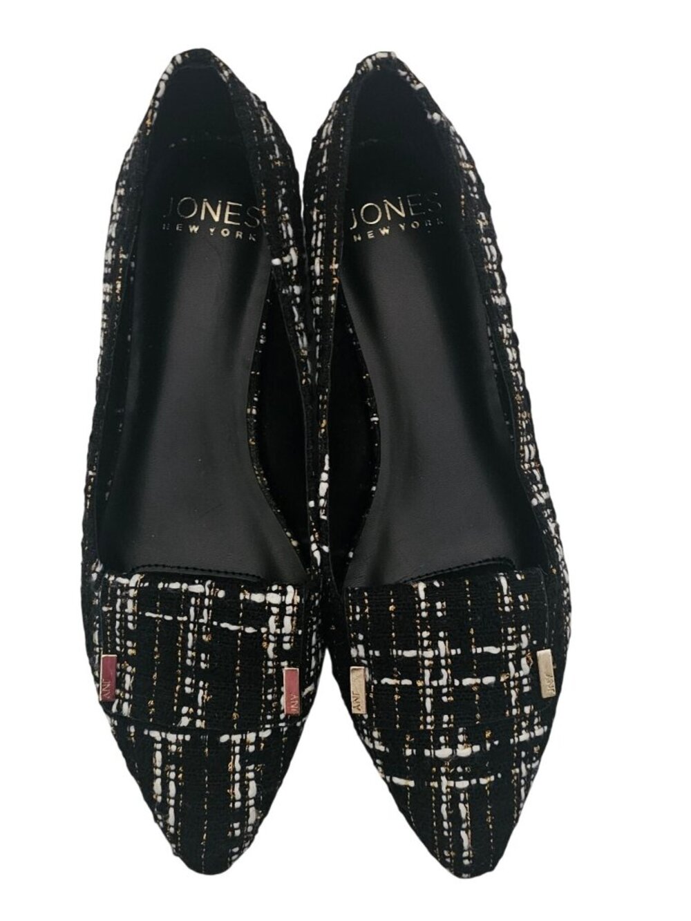 Jones New York Women's Black Tweed Quesheen Pointed Toe Tailored Flats Size 8M - Picture 6 of 15